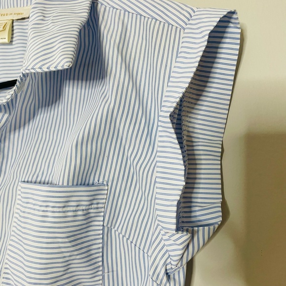 Monteau Light Blue and White Striped Blouse - Picture 3 of 6